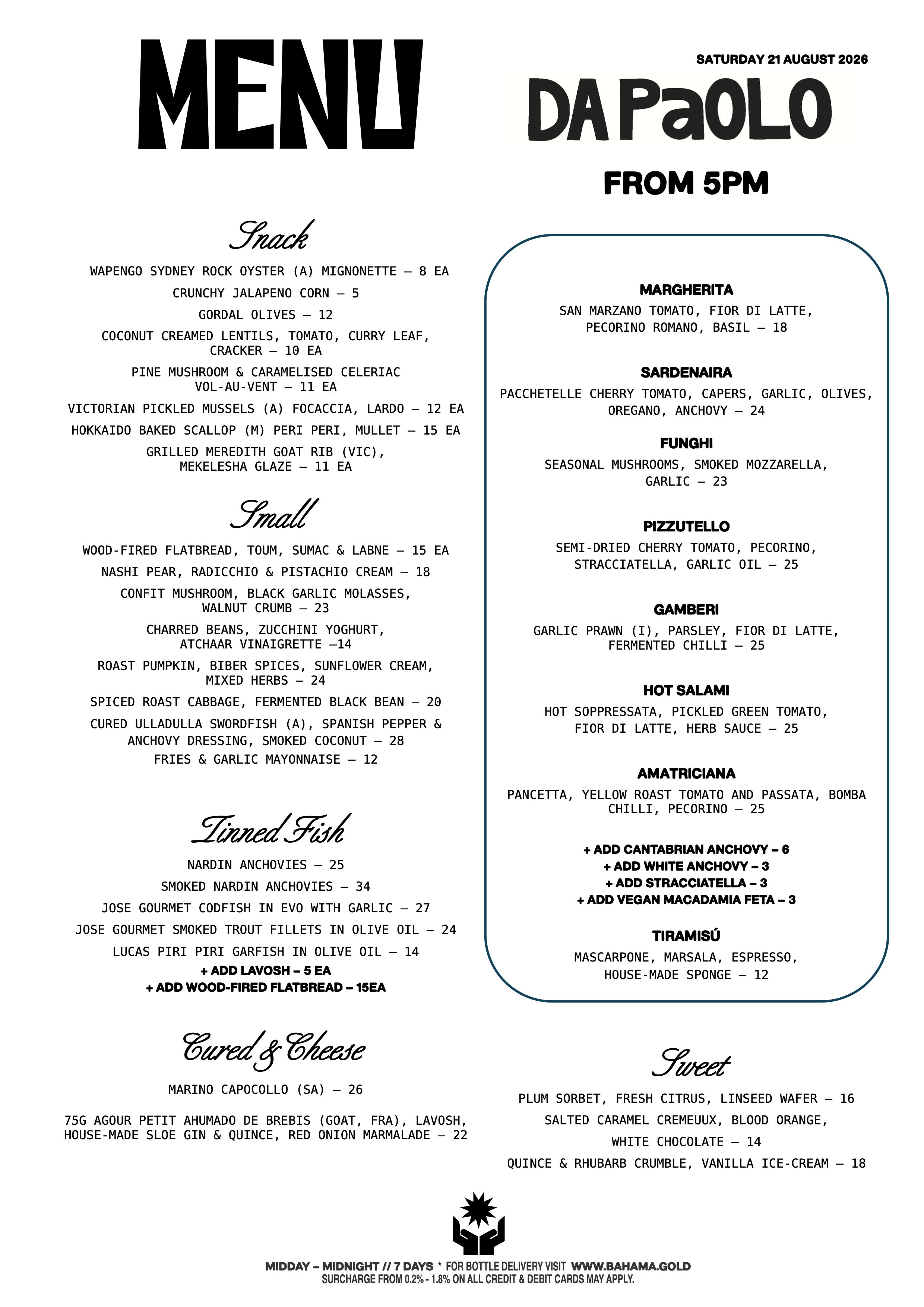 Bar-Menu