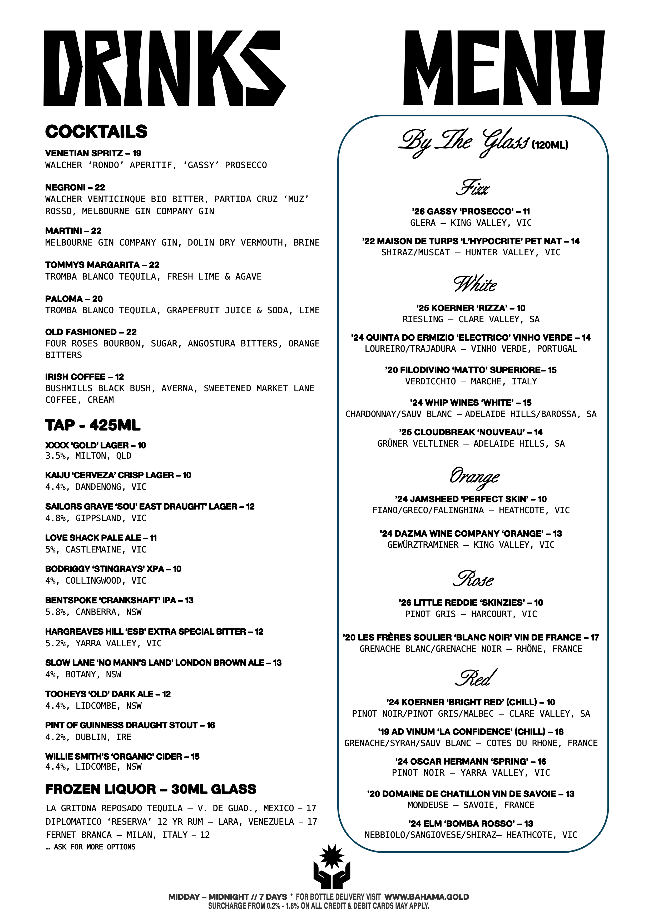 Bar-Menu