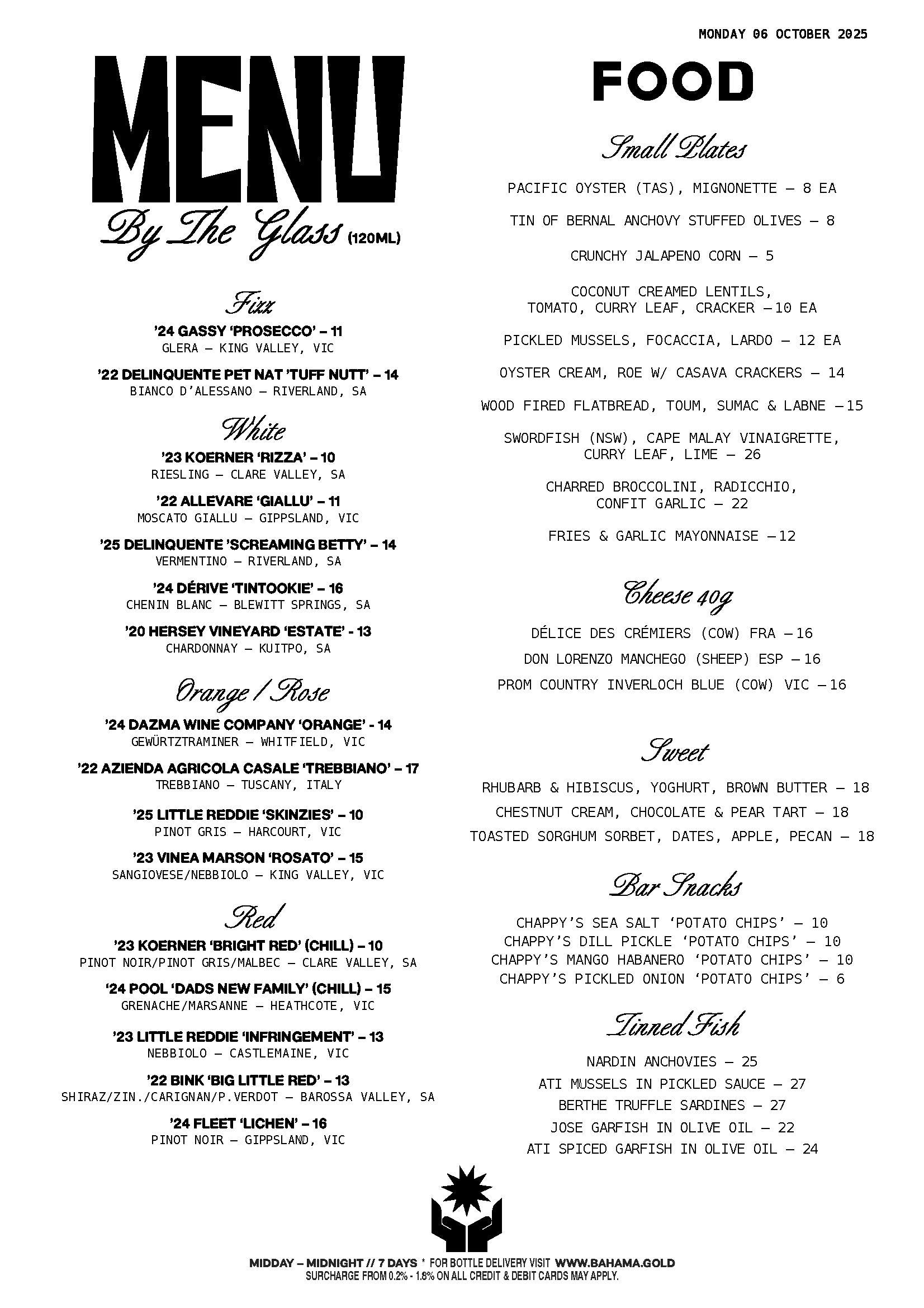 Bar-Menu