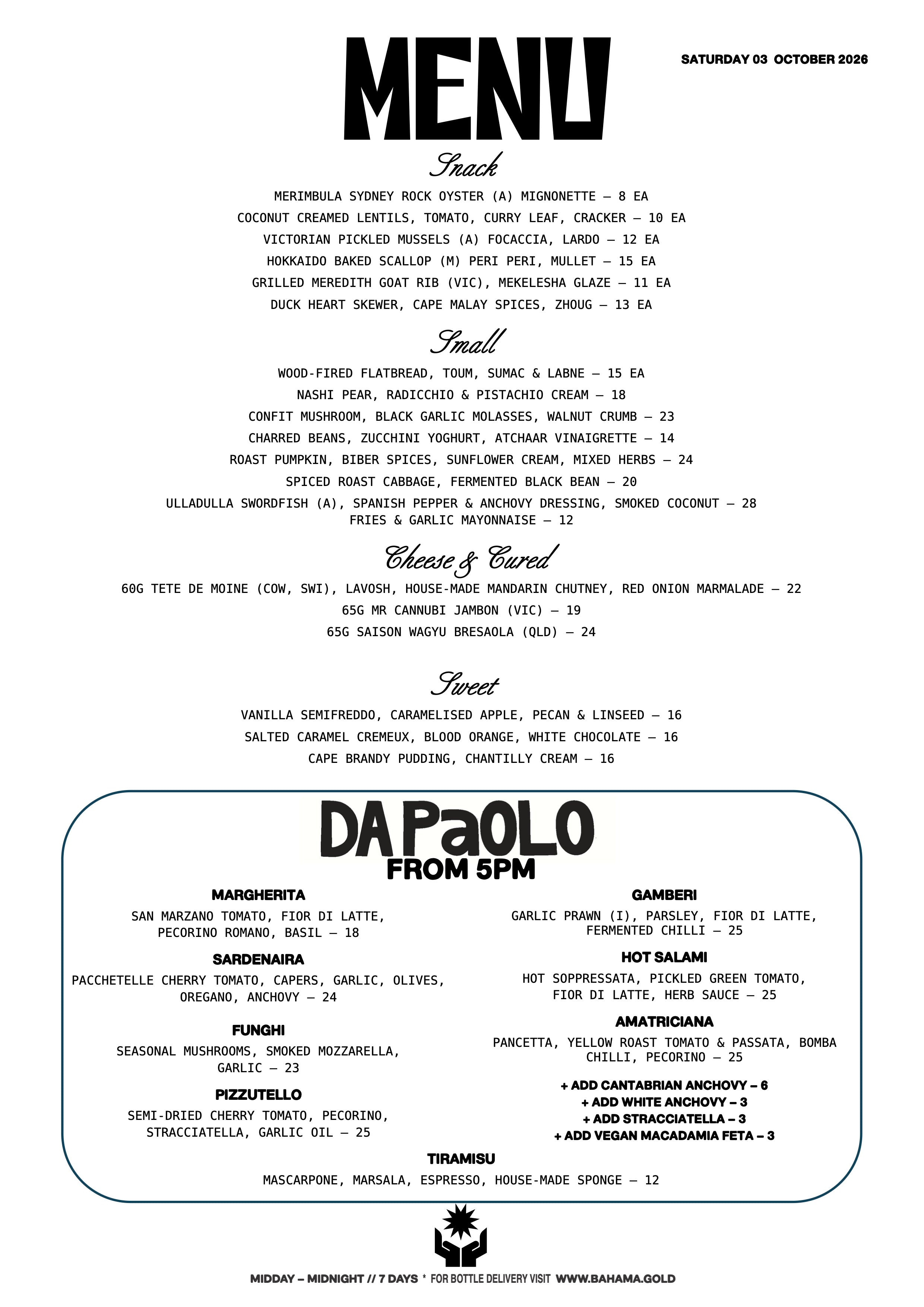 Bar-Menu