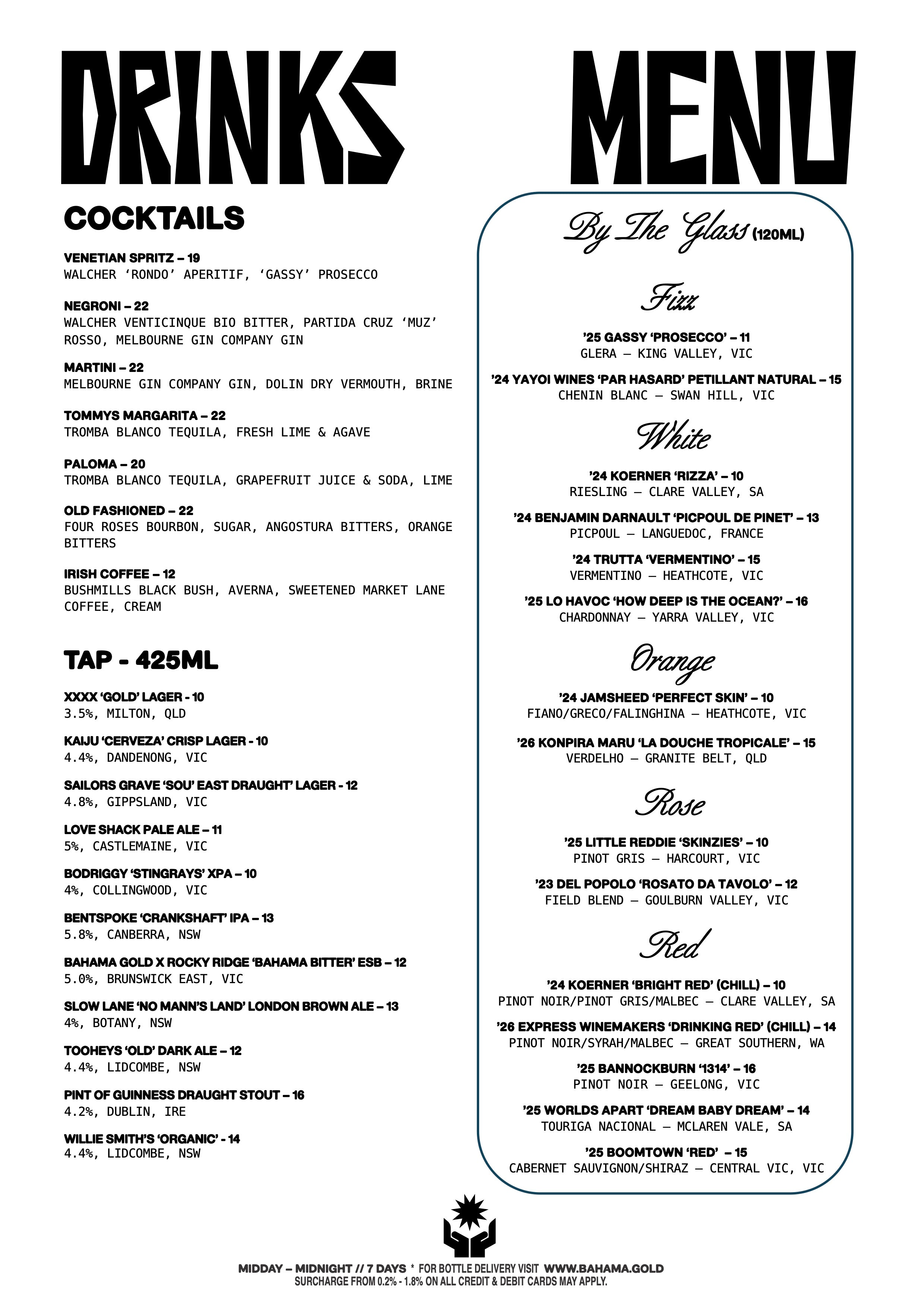Bar-Menu