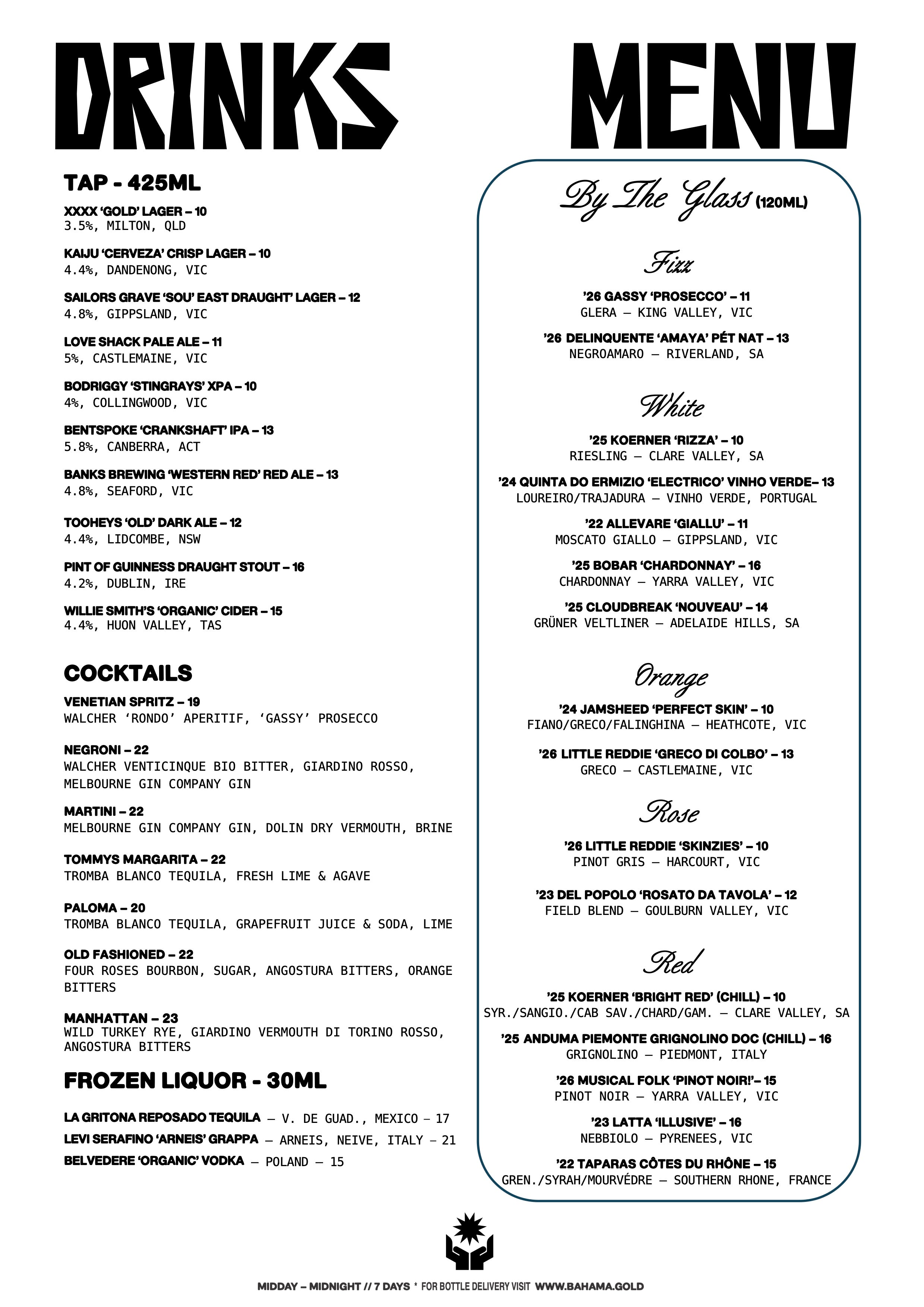 Bar-Menu
