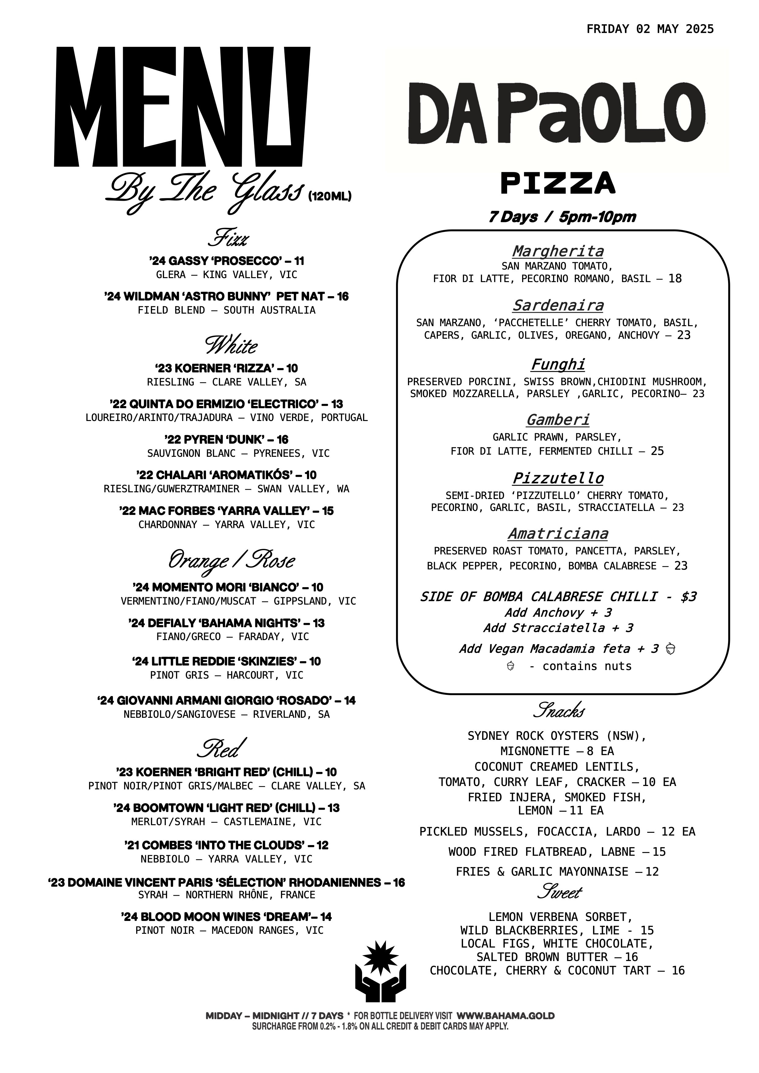 Bar-Menu