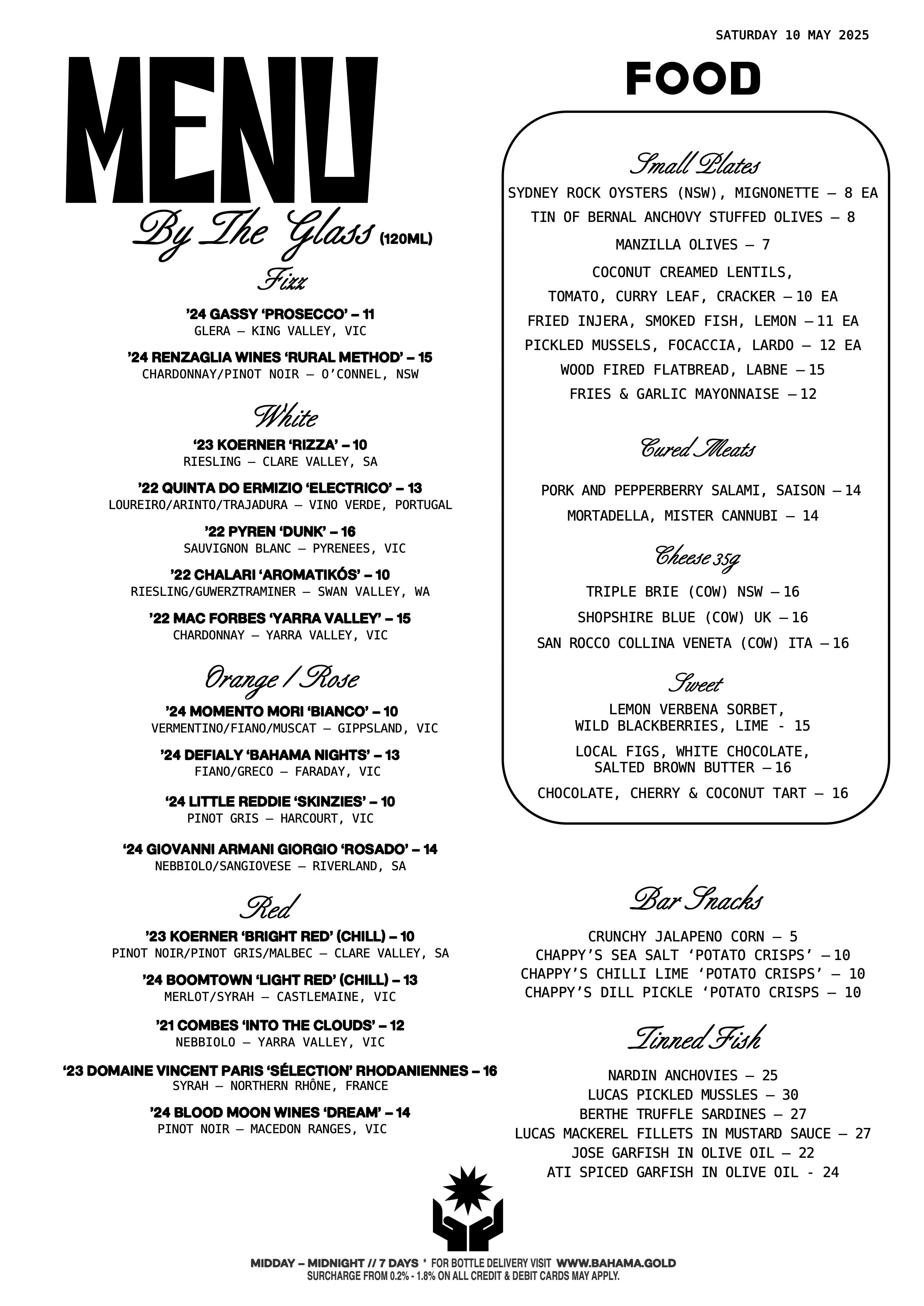 Bar-Menu