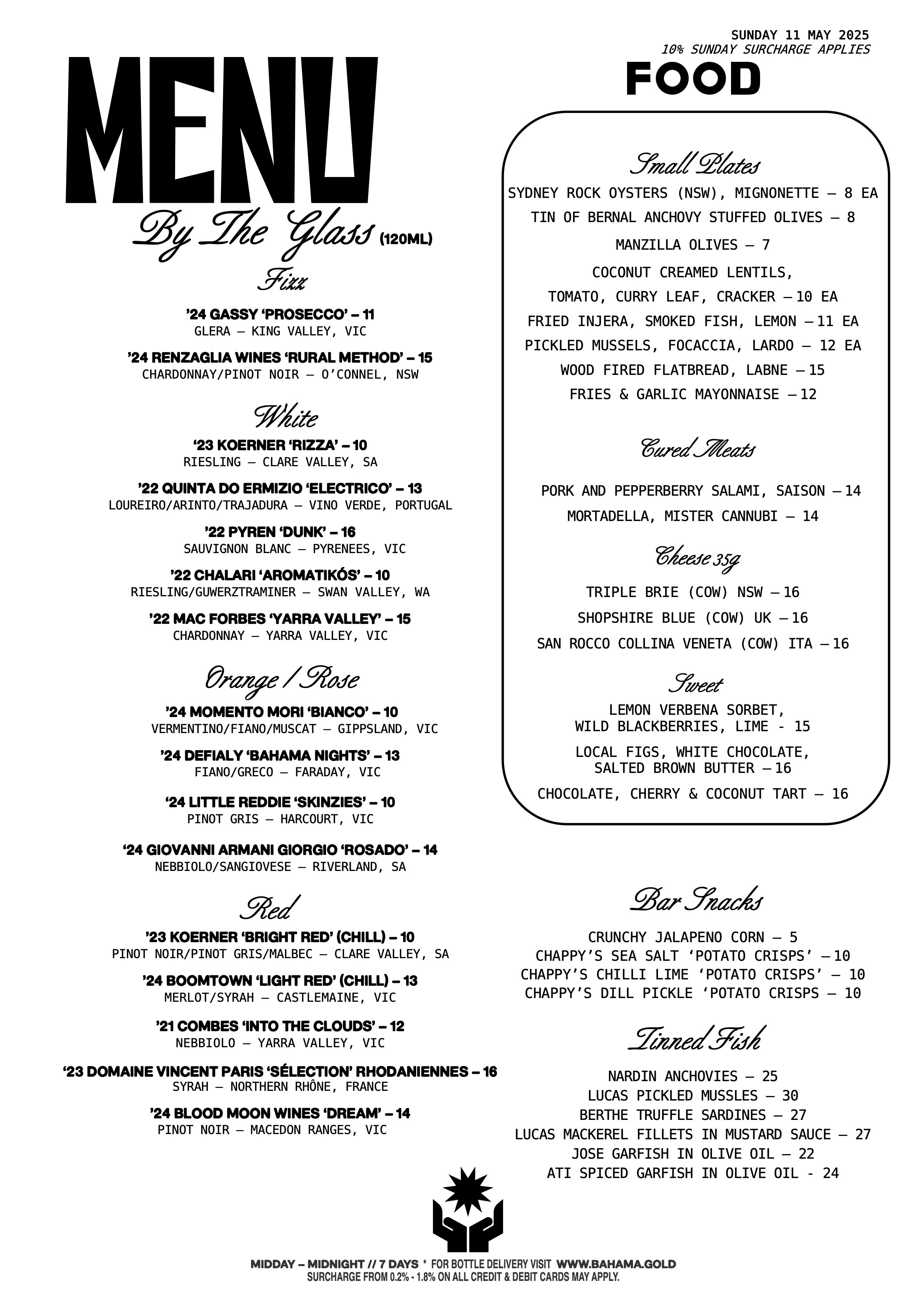 Bar-Menu