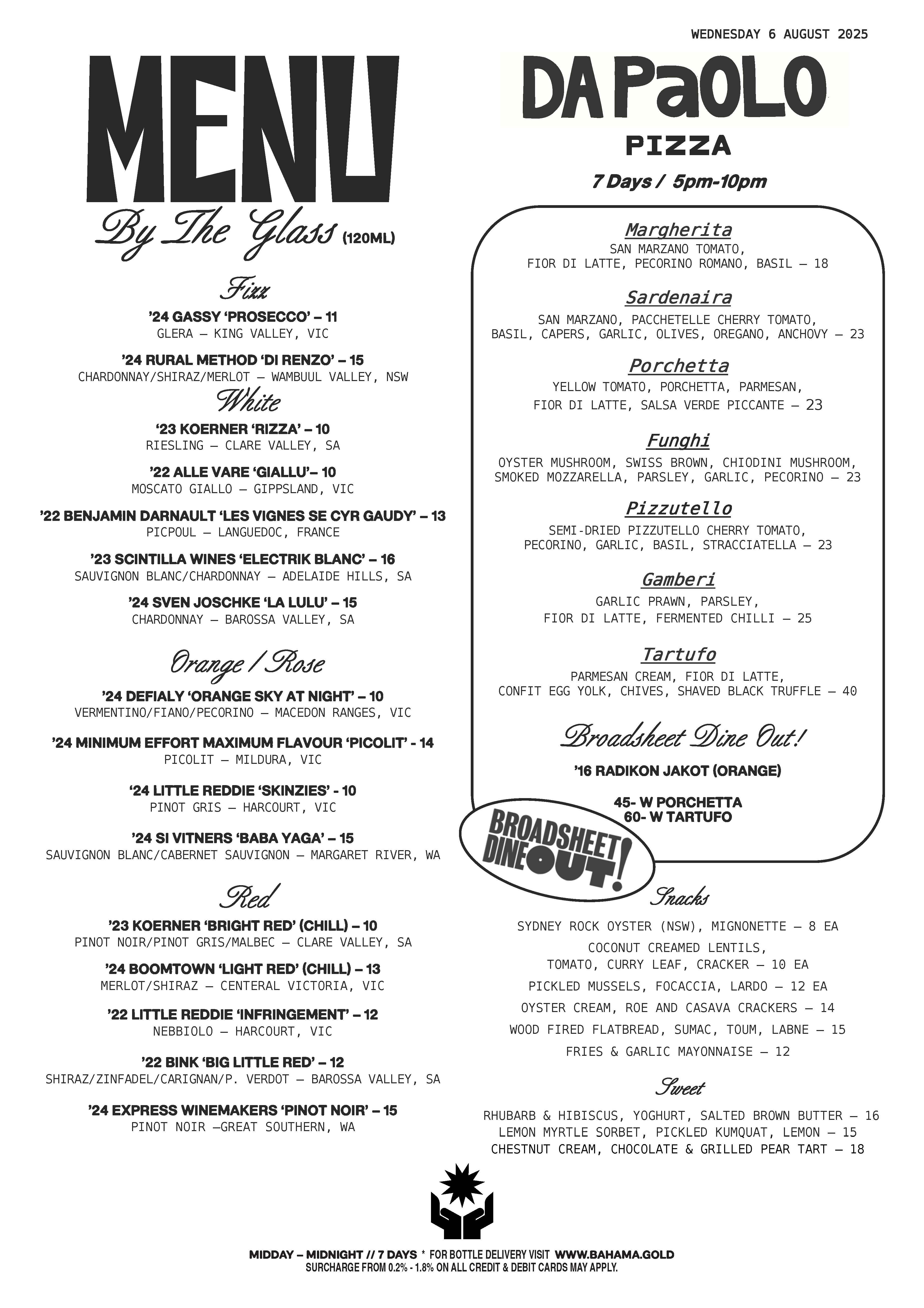 Bar-Menu