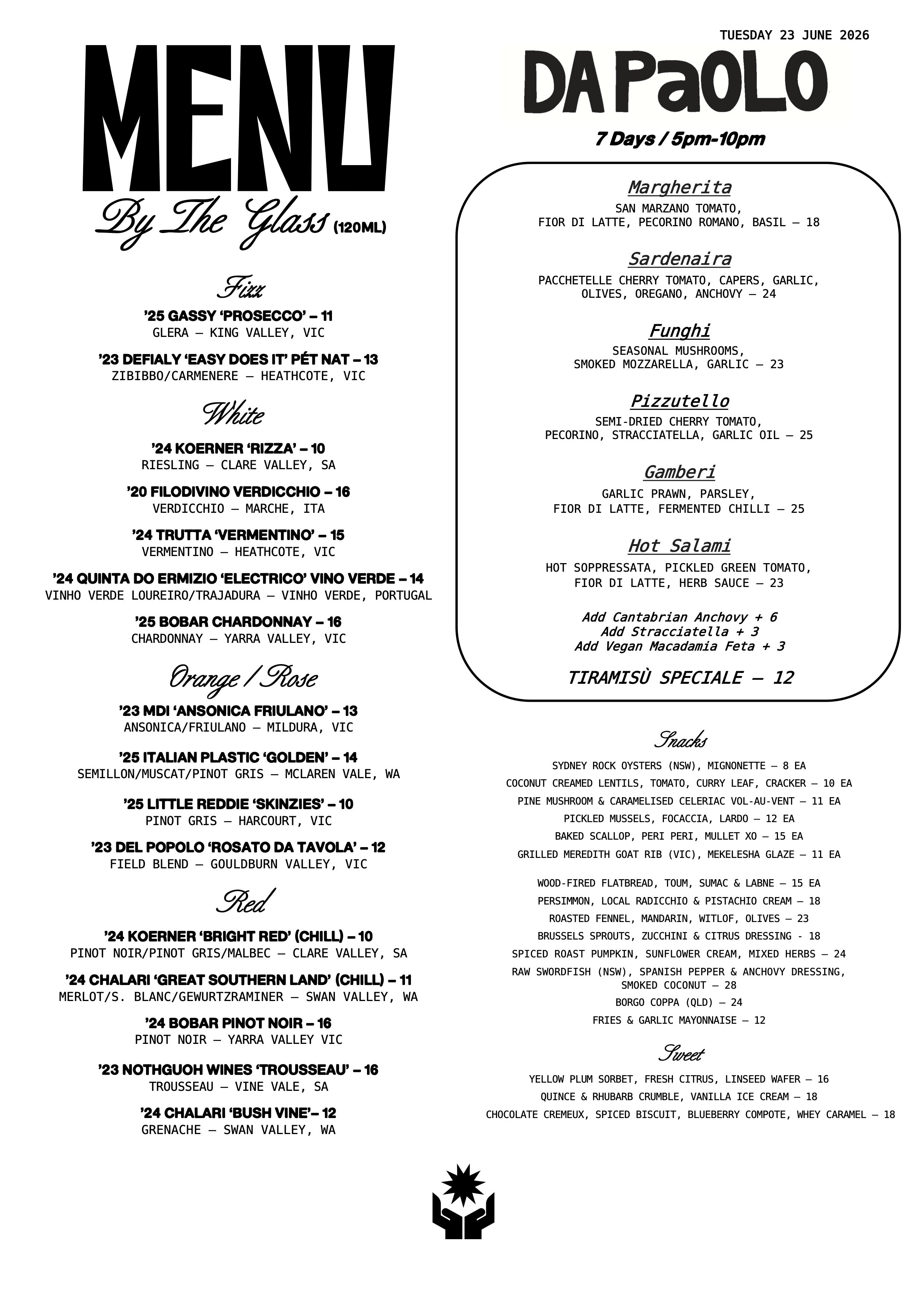 Bar-Menu