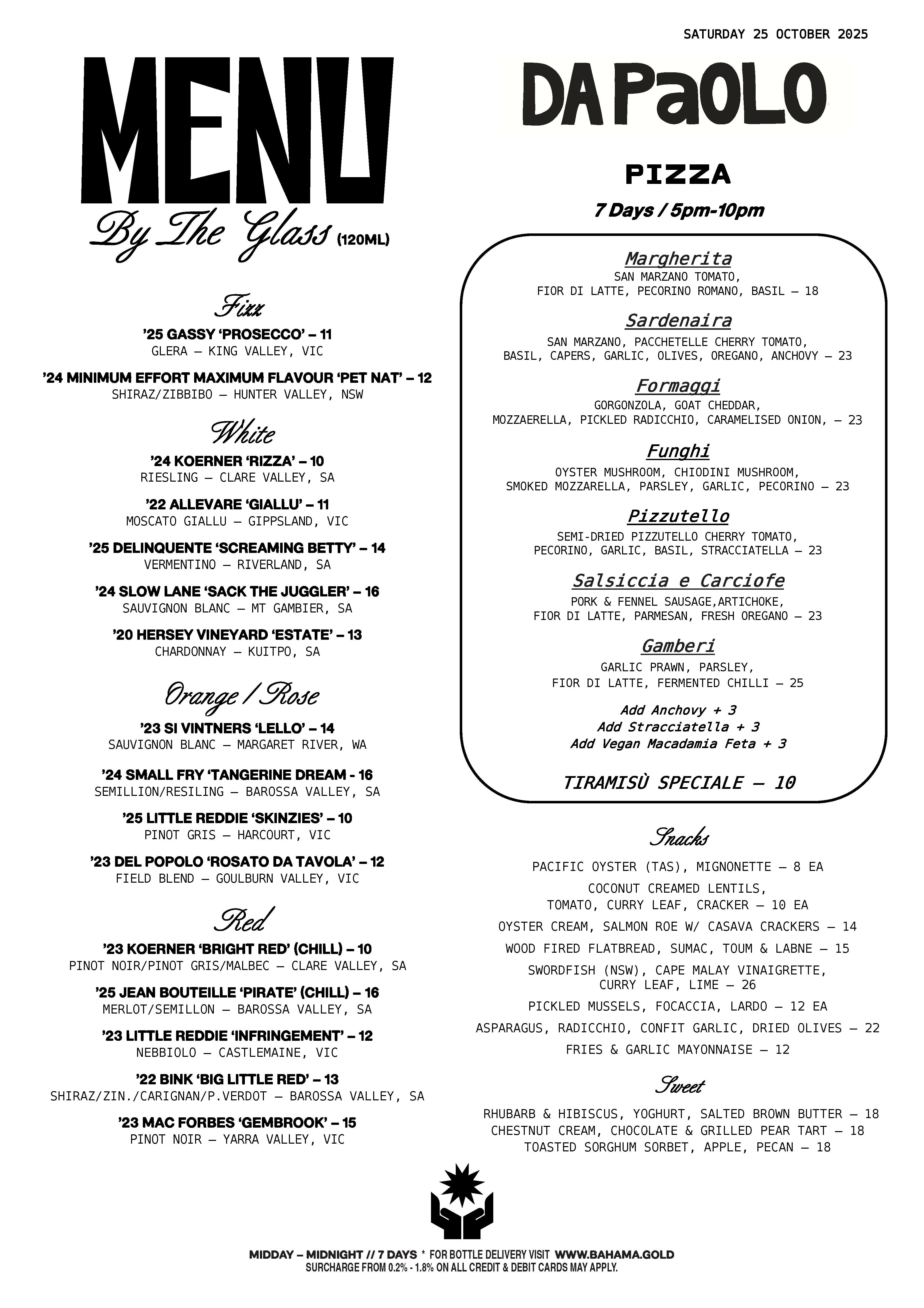 Bar-Menu
