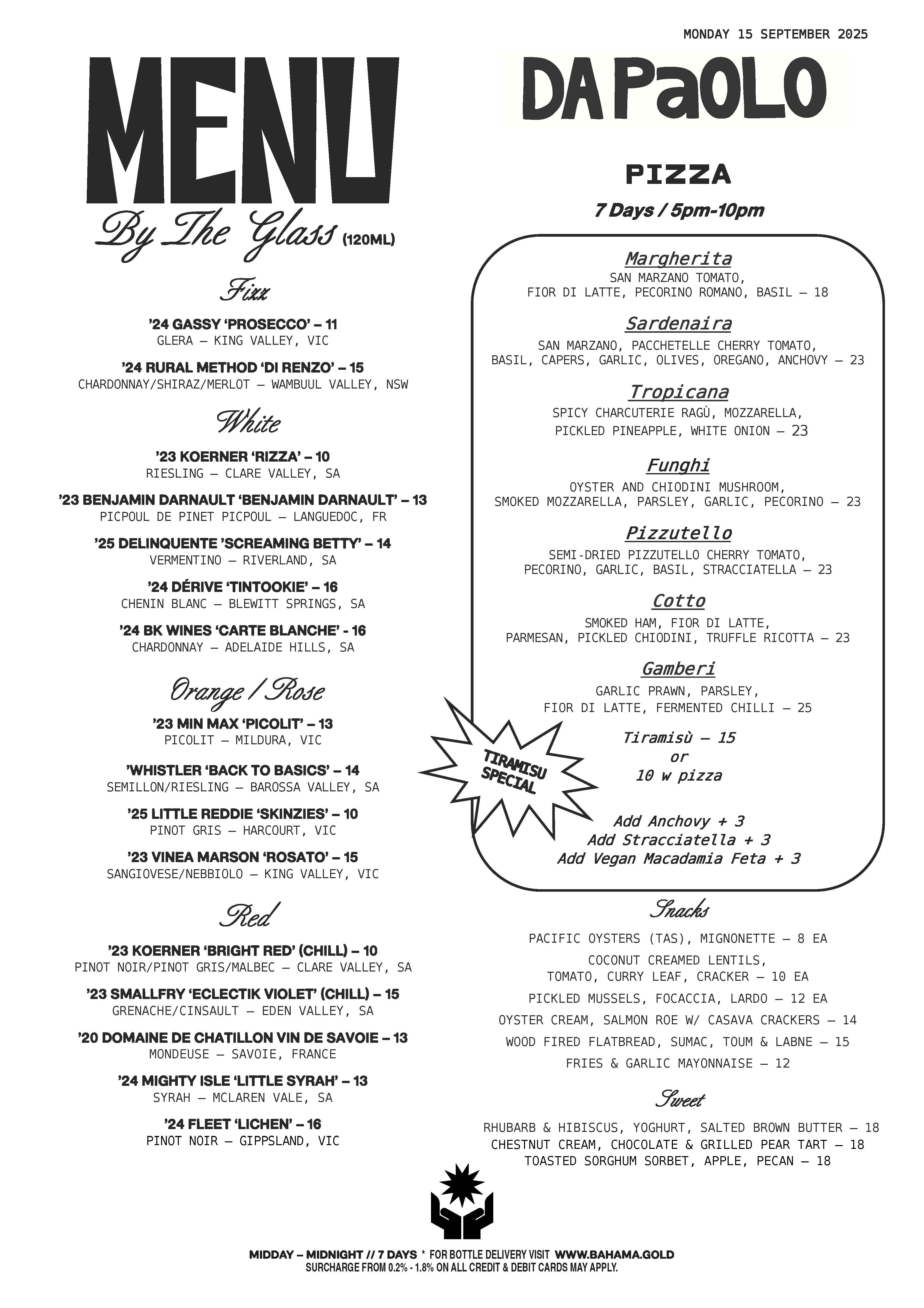 Bar-Menu