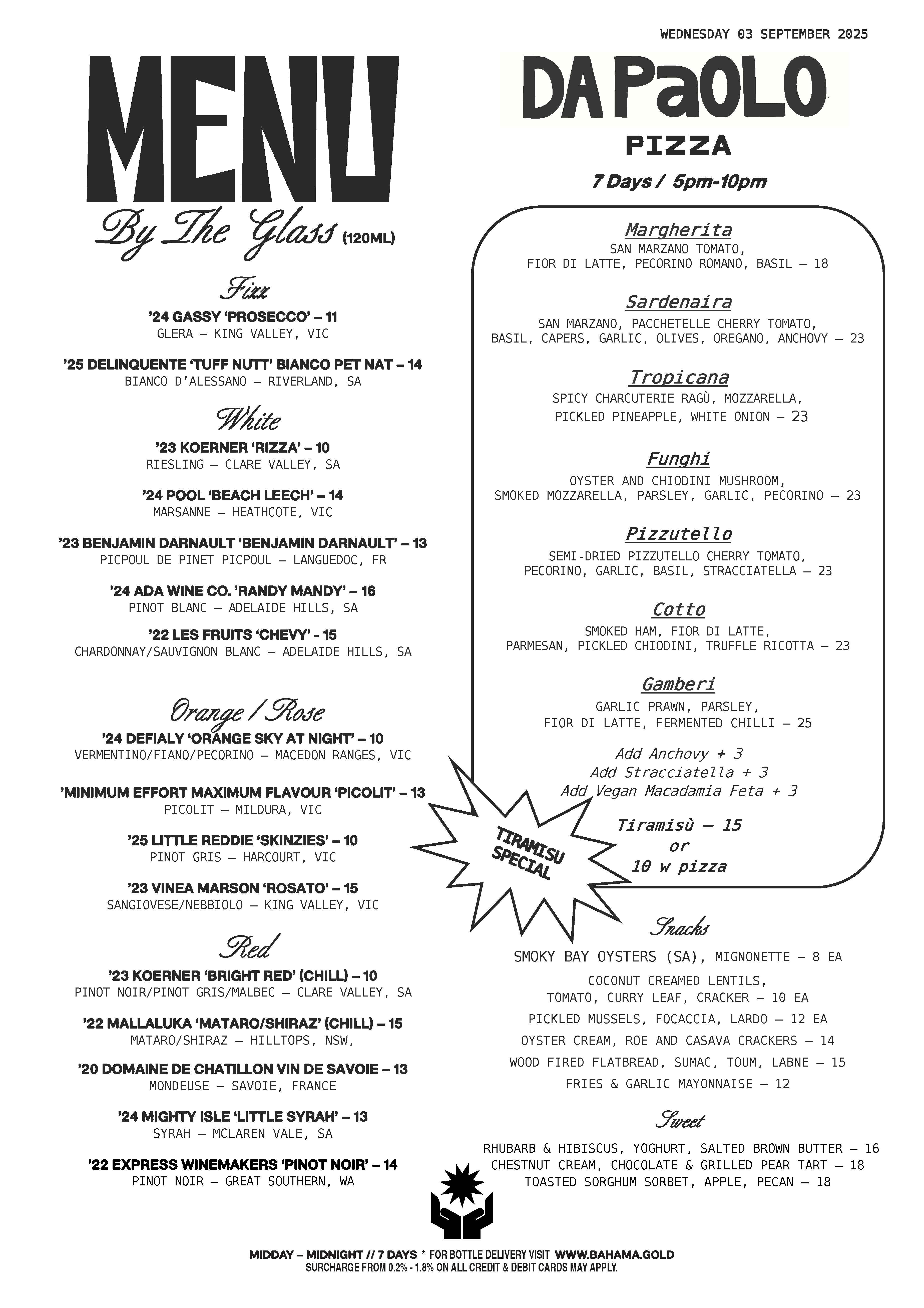 Bar-Menu